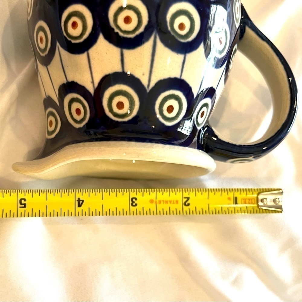 Boleslawiec Pottery Nature Peacock Cobalt Blue Creamer condiment dish Poland set - Picture 7 of 11